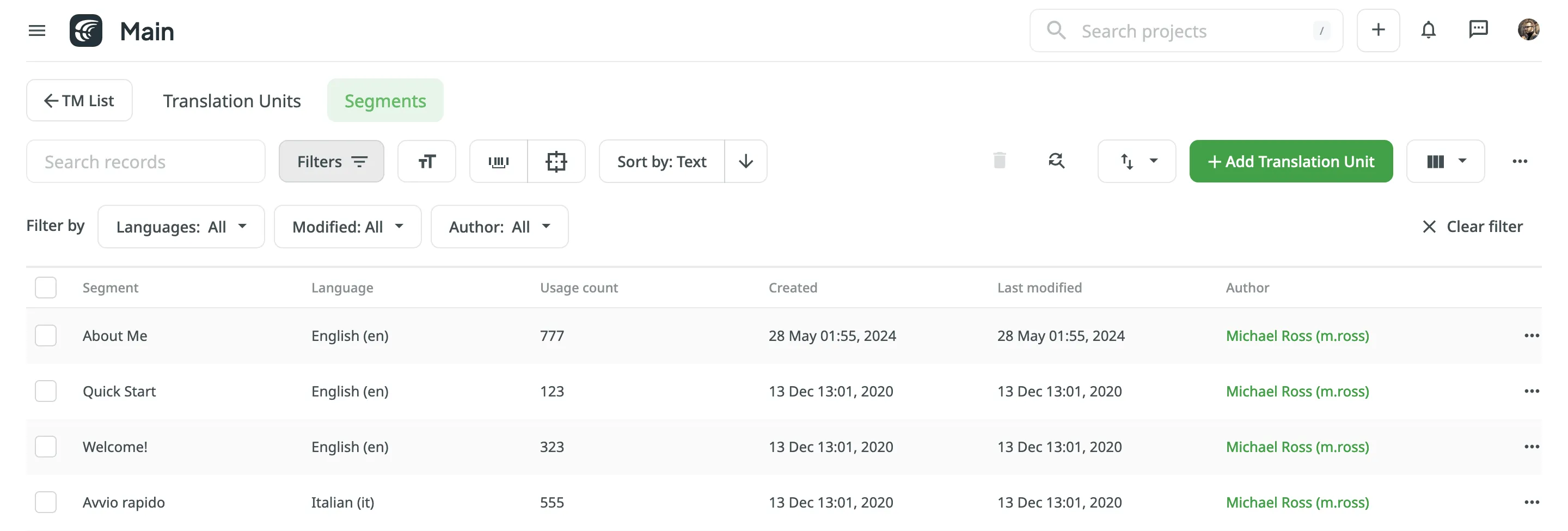 Segments View